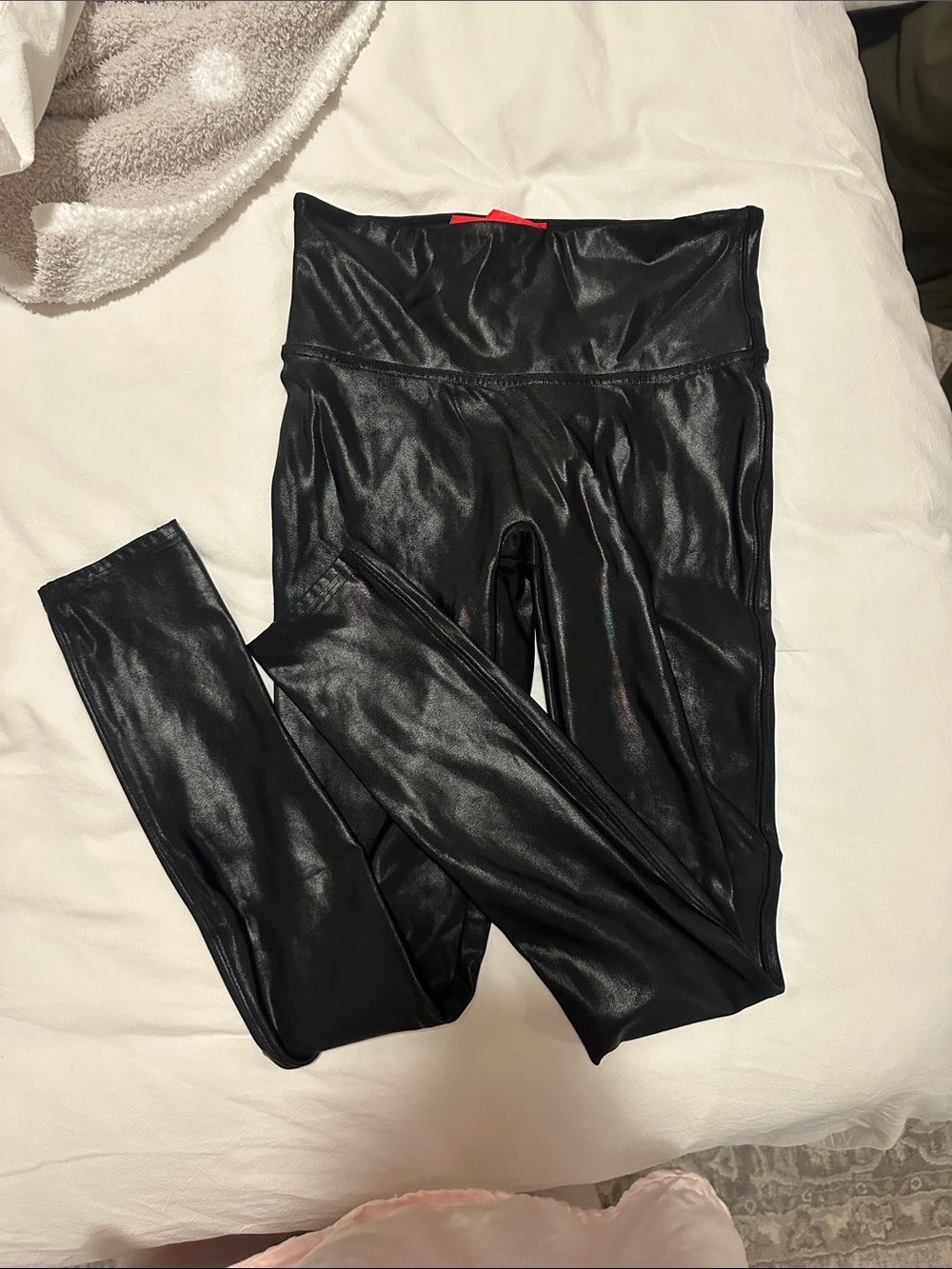 SPANX Black Faux Leather High-Waist Leggings